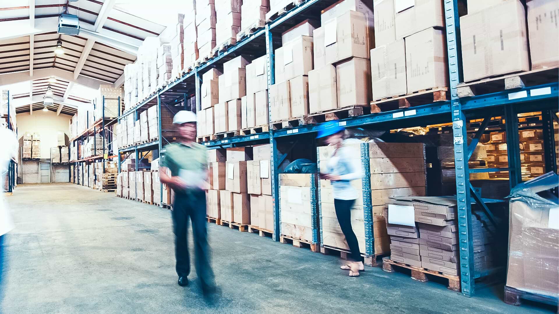 Workers Managing Inventory in a Warehouse