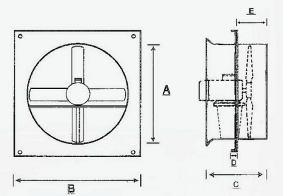 Dimensions for Fanquip's Wall Plate Exhaust Fan